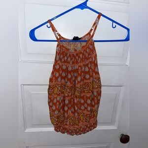 Nicole Miller Strappy Paisley Printed Ruched Bottom Tank